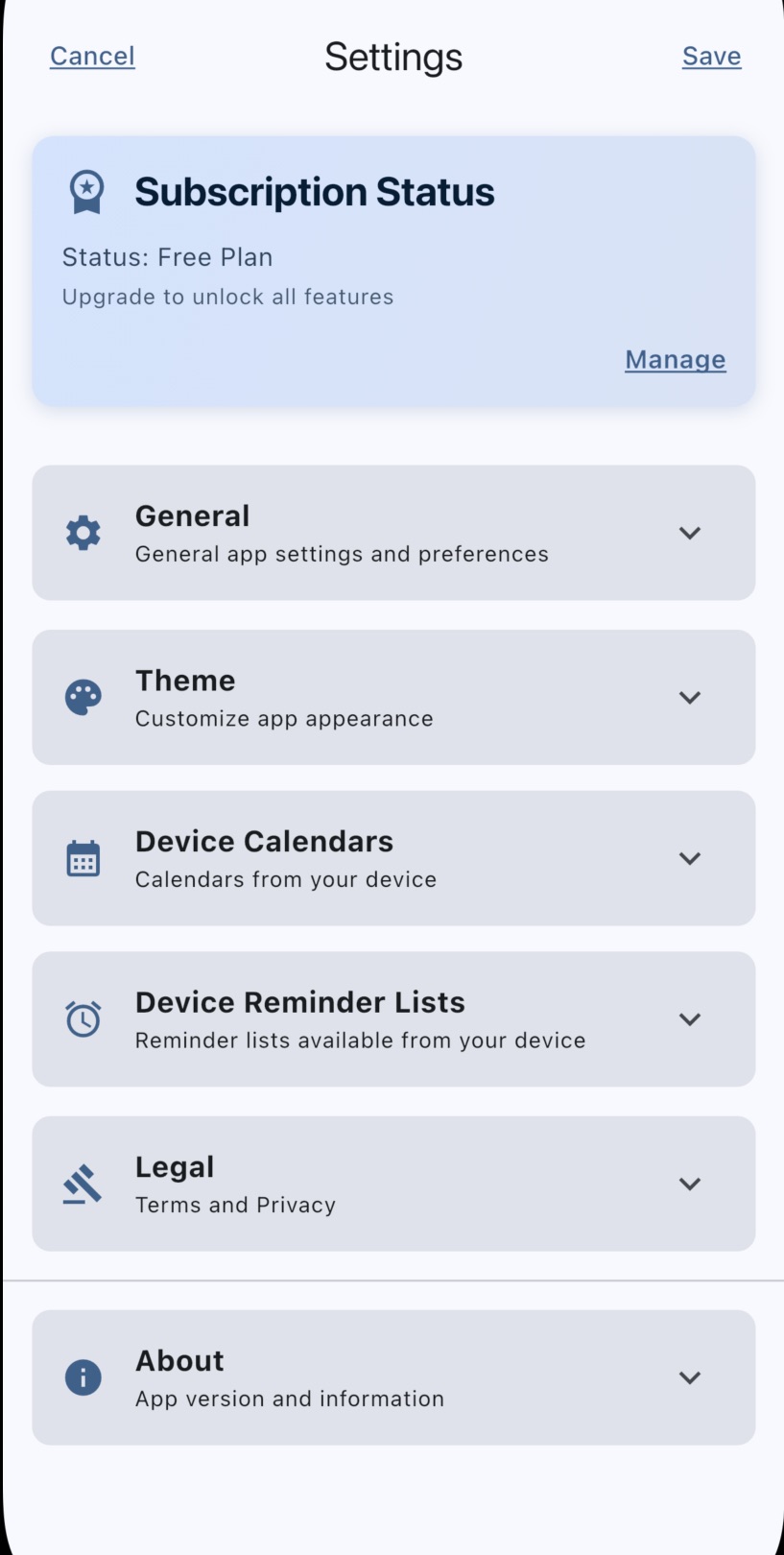 DaySync Settings Preview